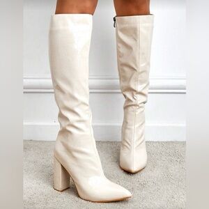 SHEIN Cream Heeled Boots